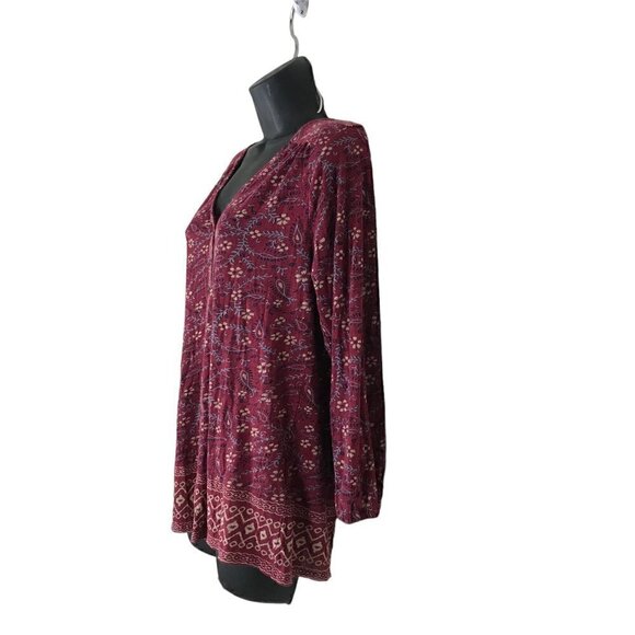 LUCKY Brand V-neck  Front & Back Button Down Boho Style Fall Colours Size M - Picture 4 of 7